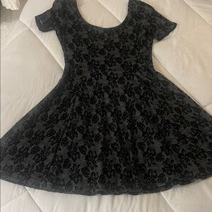 Divided Black Floral Midi Dress